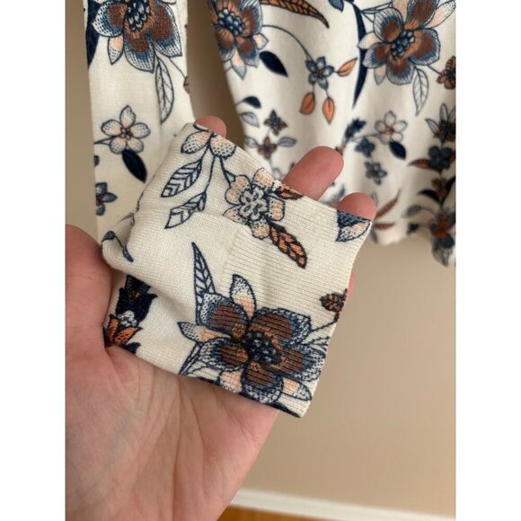 Daniel Rainn Ivory Fall Floral Print Button Front Cardigan Sweater Size Small - Picture 7 of 12